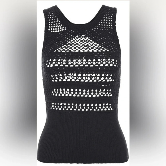 St. Roche Marilyn Tank Top Black NWT Crochet Boho Romantic French Contemporary - Picture 5 of 6